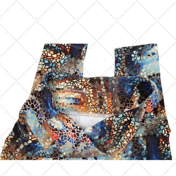 SOFT SURROUNDINGS Multi-Colored Mosaic Print Leggings - Women's Petite Medium - Picture 3 of 5